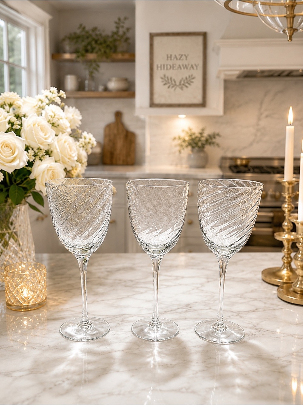 Set (3) Westminster AbionNord Swirly White Wine Glasses | Vintage | Flea Bite